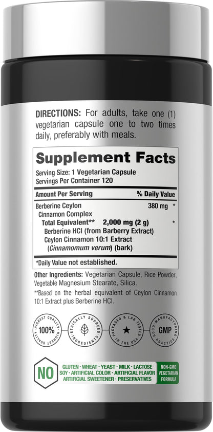 Horbäach Berberine supplement bottle nutrition label