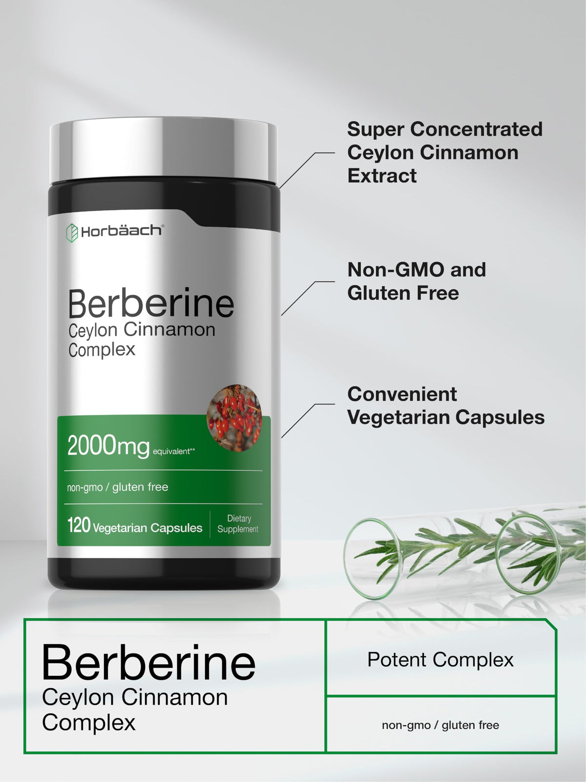 Close up of Horbäach metabolic complex supplement bottle