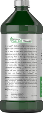 Horbäach Chlorophyll Liquid 473 mL bottle side view showing manufacturing details