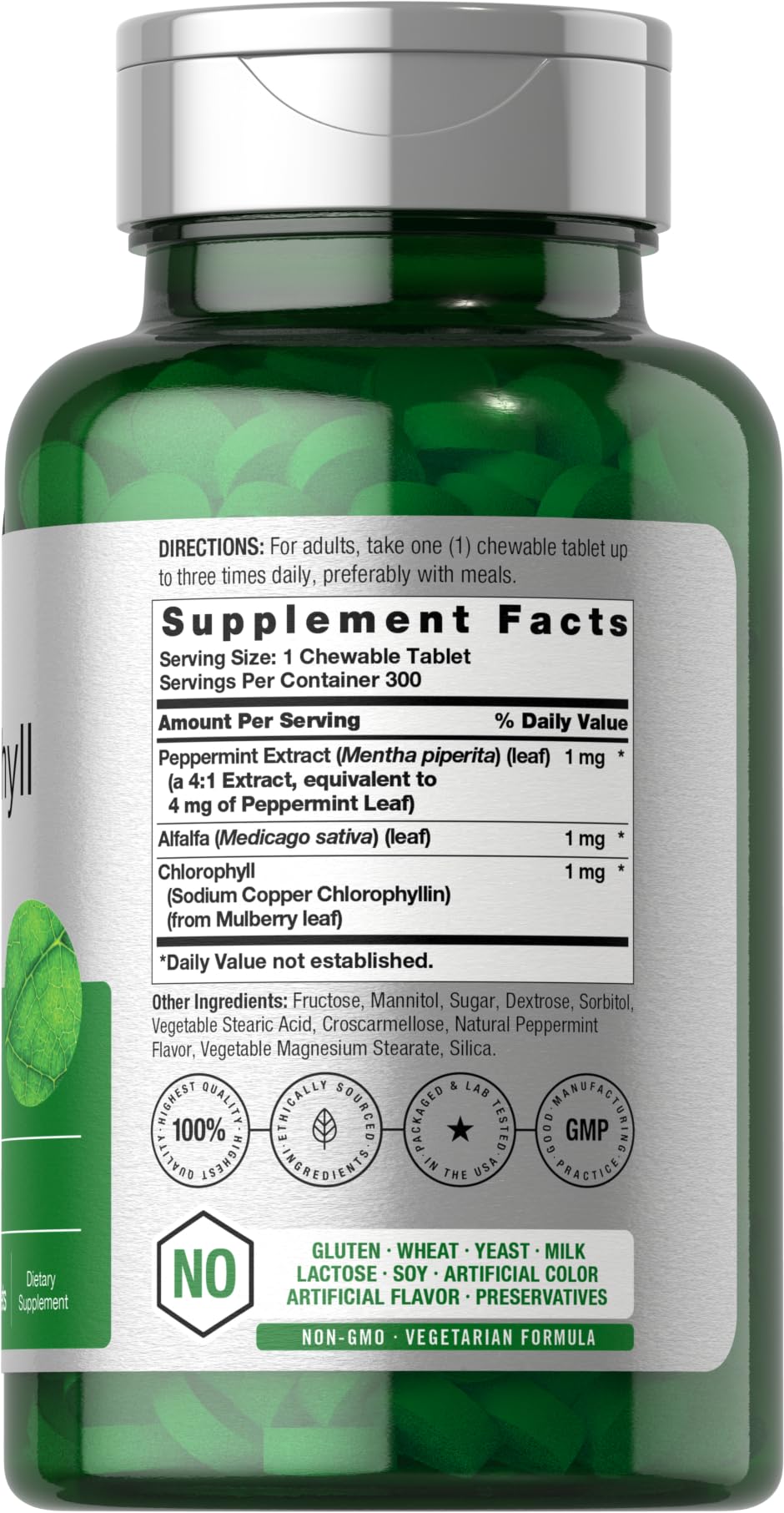 Horbäach vegan green superfood tablets showing nutritional supplement facts label