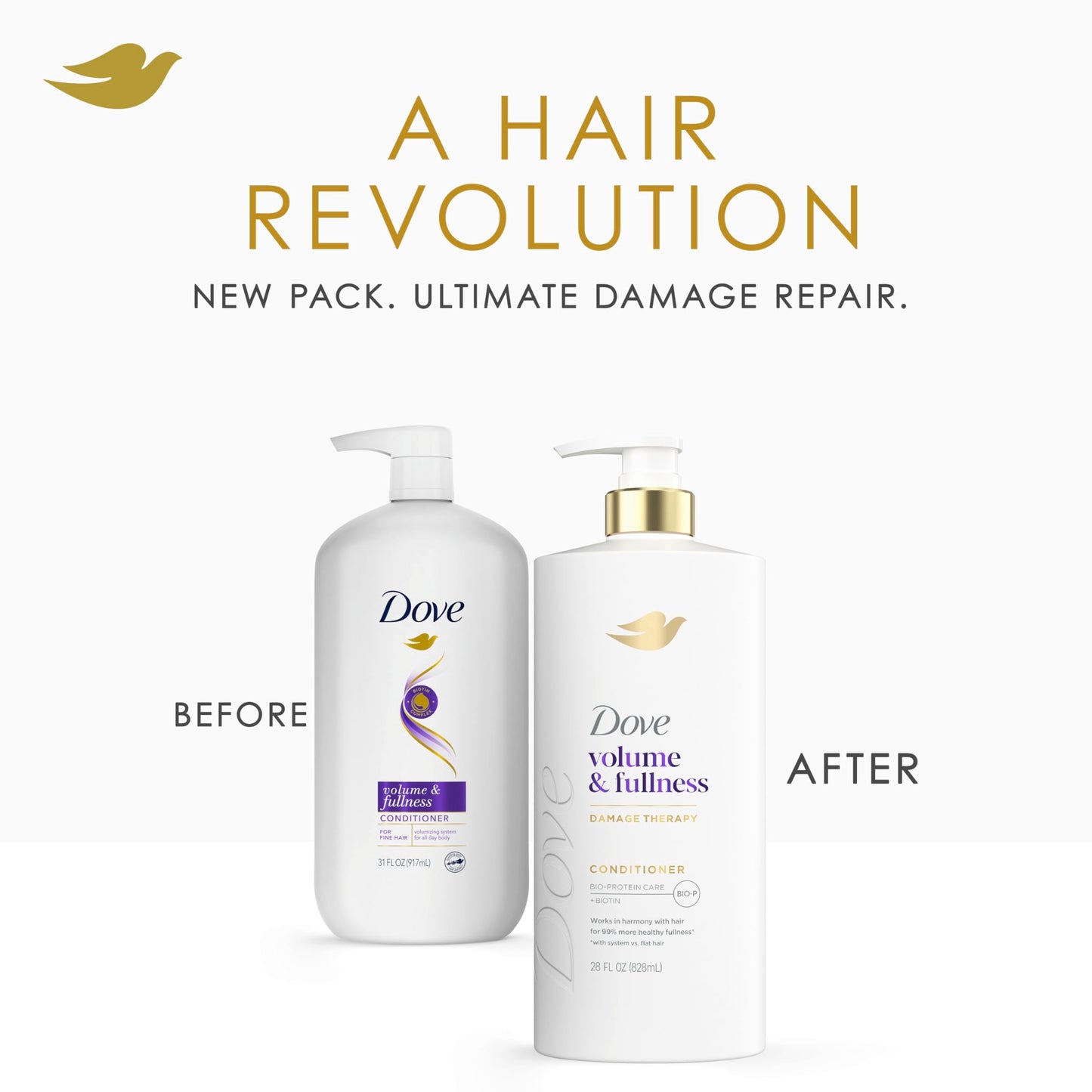 Rear label of Dove Volume and Fullness conditioner showing ingredients