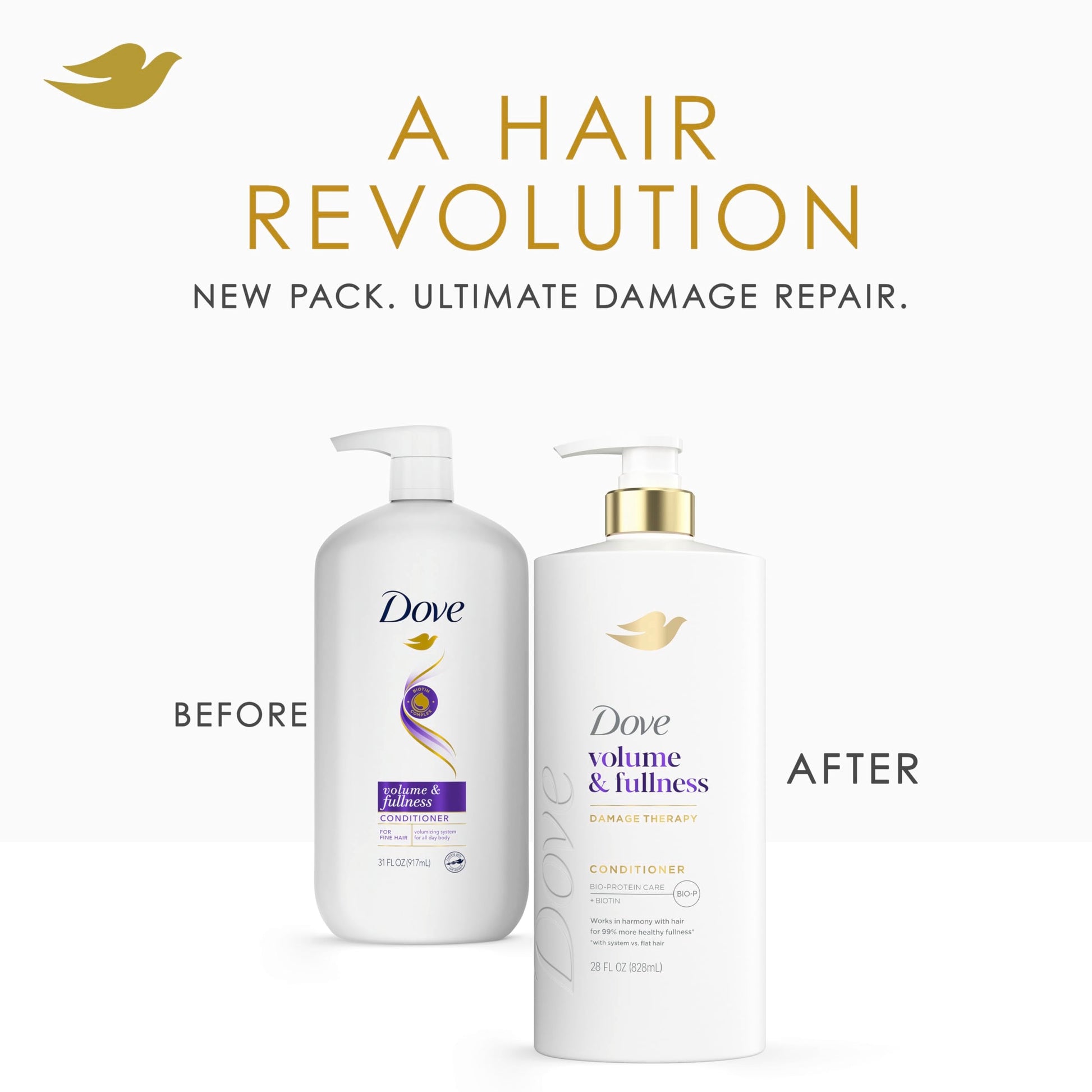Rear label of Dove Volume and Fullness conditioner showing ingredients