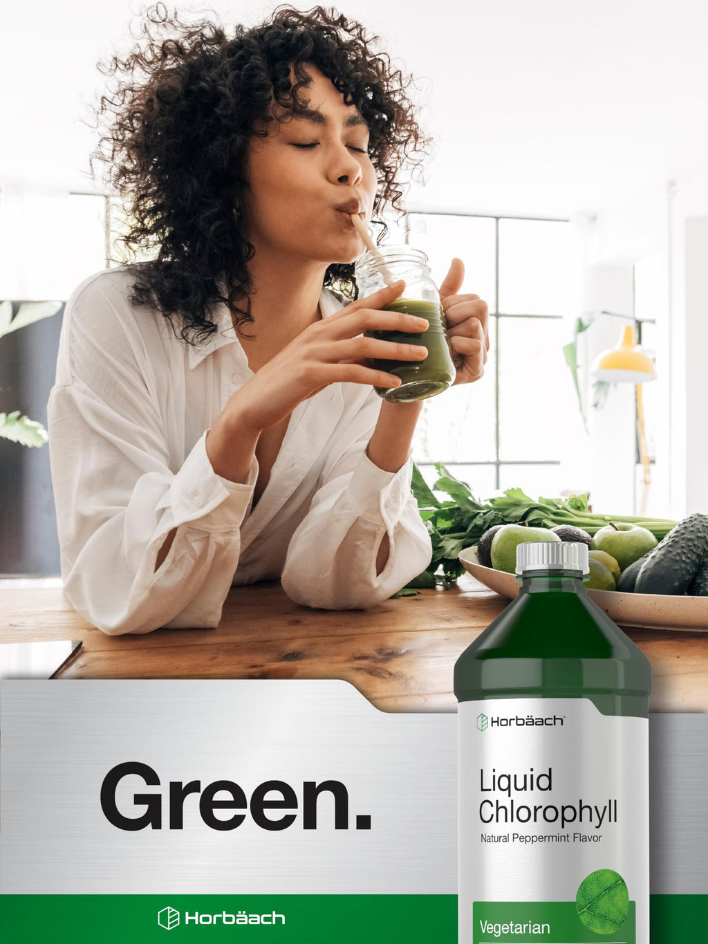 Horbäach Chlorophyll 100mg 16 fluid ounce bottle angled perspective view