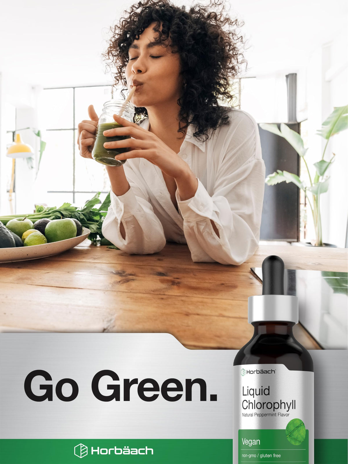 Non GMO gluten free plant derived chlorophyll drops for internal deodorizing