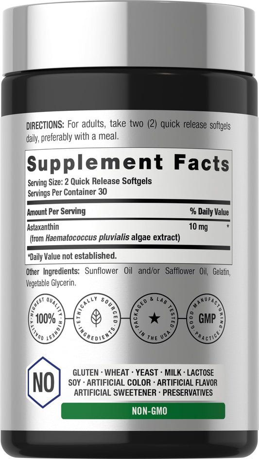 Horbäach algae derived astaxanthin supplement label details and nutrition information
