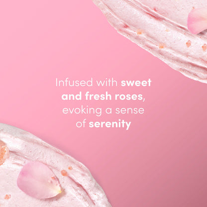 Dove moisture rich exfoliating polish set displaying himalayan salt and rose oil jar.