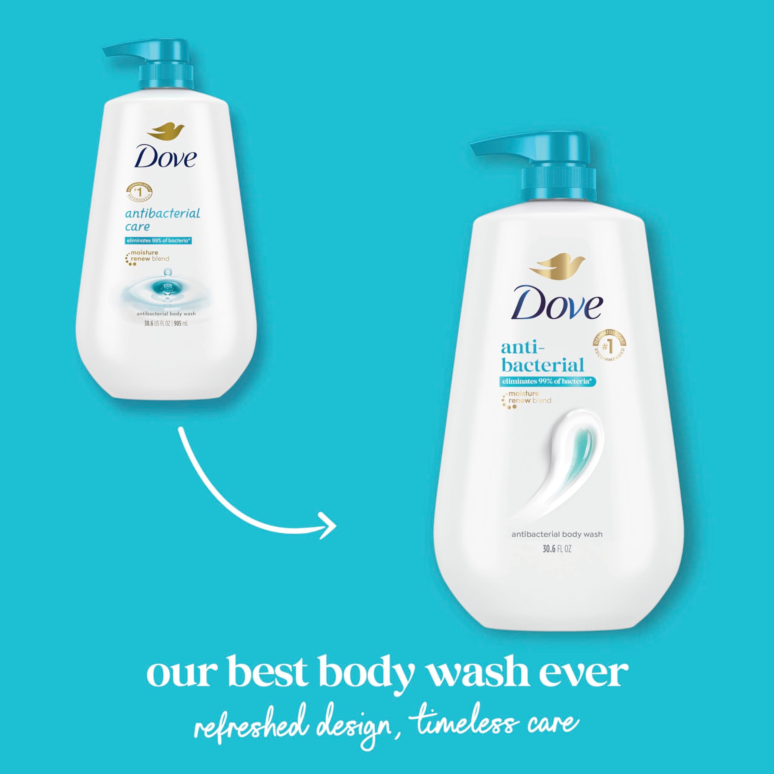 Close up of Dove body wash pump dispenser