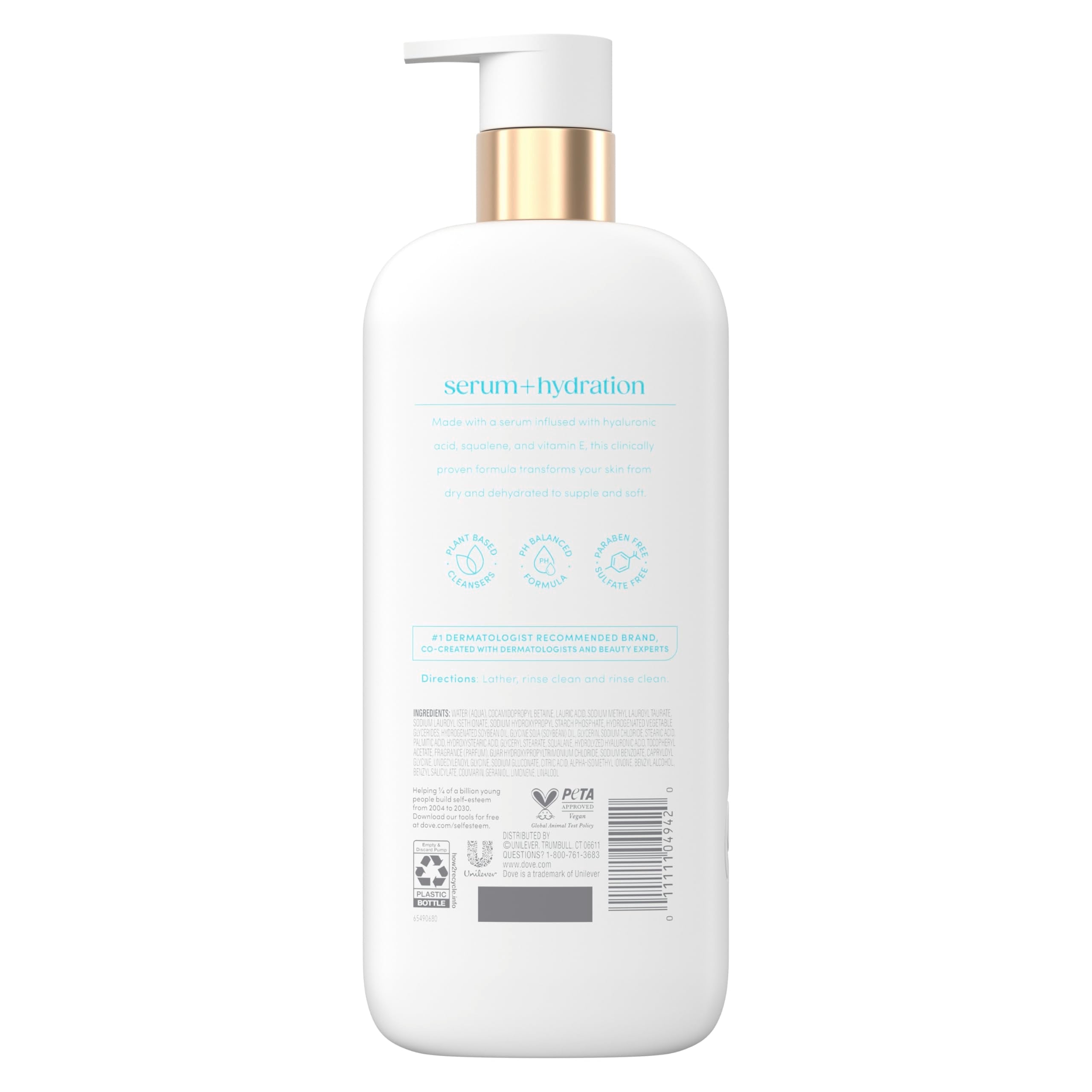 Dove body wash with 6% hyaluronic acid serum bottle