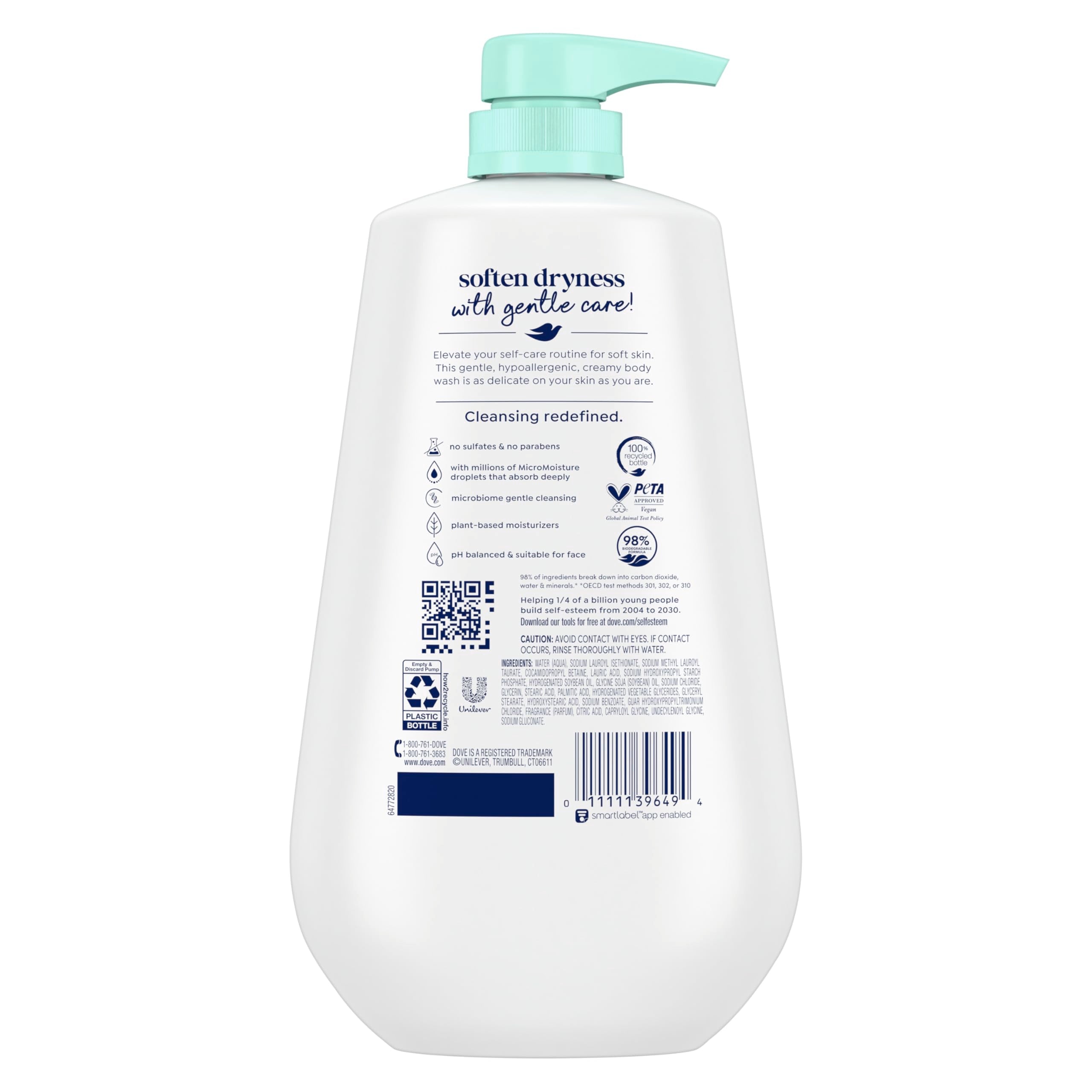 Dove body wash for sensitive skin moisturizing formula bottle