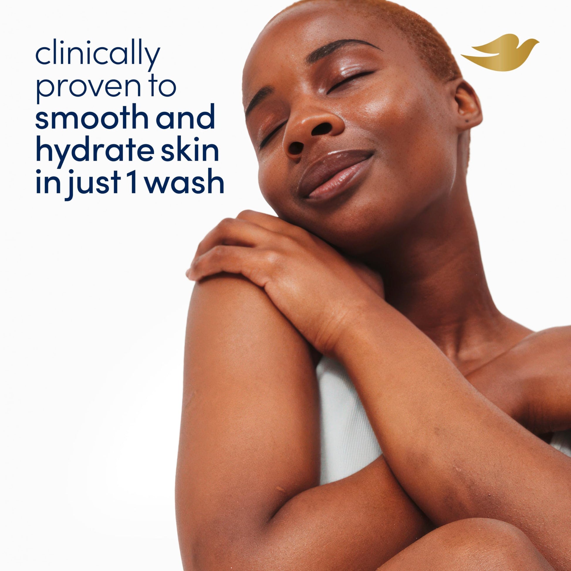 Applying Dove Hydration Boost body wash to skin