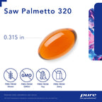 Premium saw palmetto 320 milligrams extract capsules for men's urinary health.
