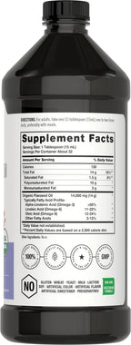 Horbäach flaxseed oil supplement nutrition facts label close up