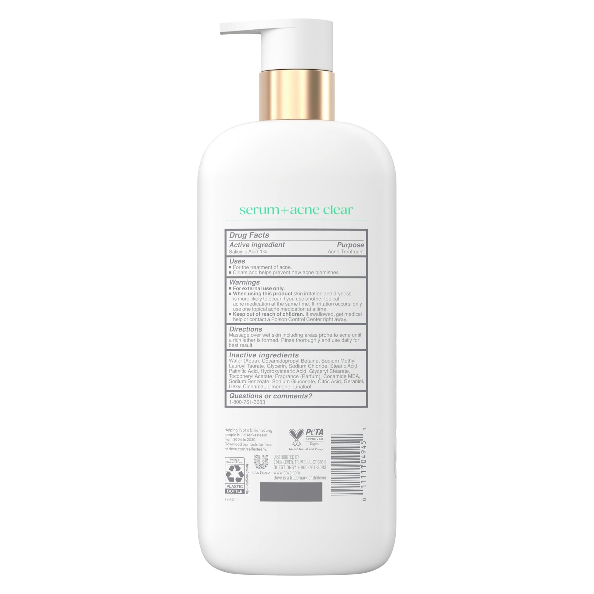 Dove 18.5 Fluid Ounce acne clear body wash bottle