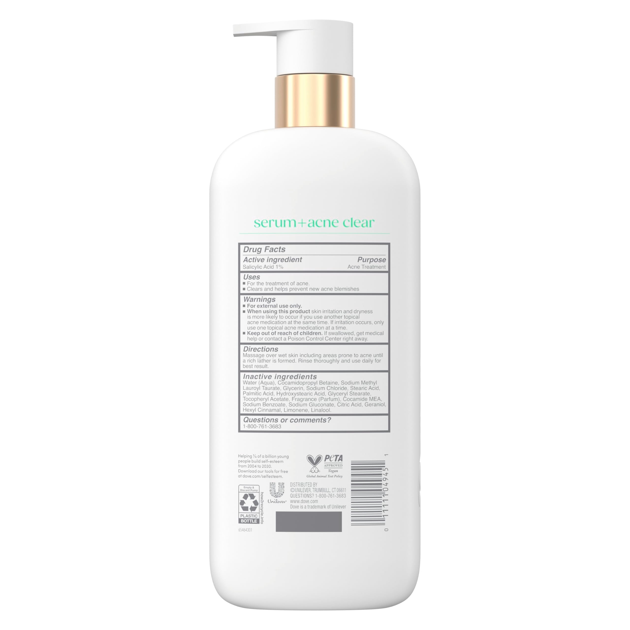 Dove 18.5 Fluid Ounce acne clear body wash bottle