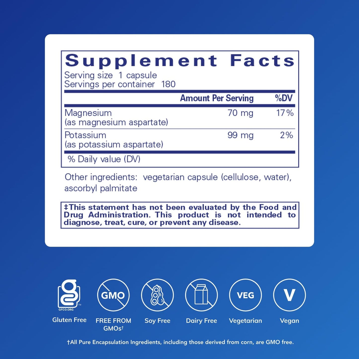 Pure Encapsulations Potassium Magnesium supplement label details