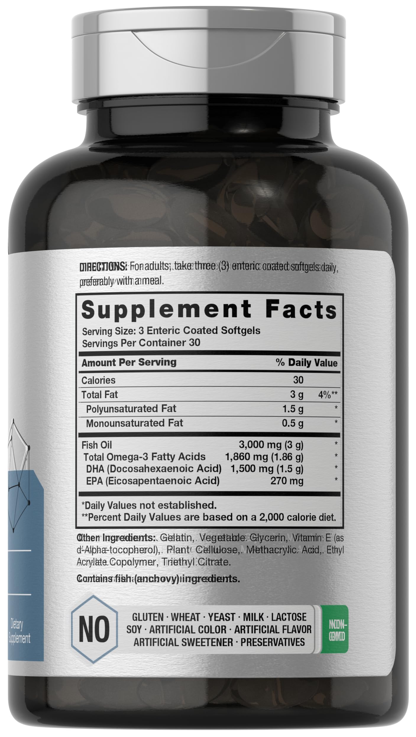 Horbaach omega 3 fish oil enteric coated capsule close up view