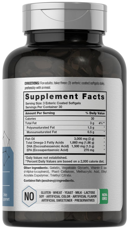 Horbaach omega 3 fish oil enteric coated capsule close up view
