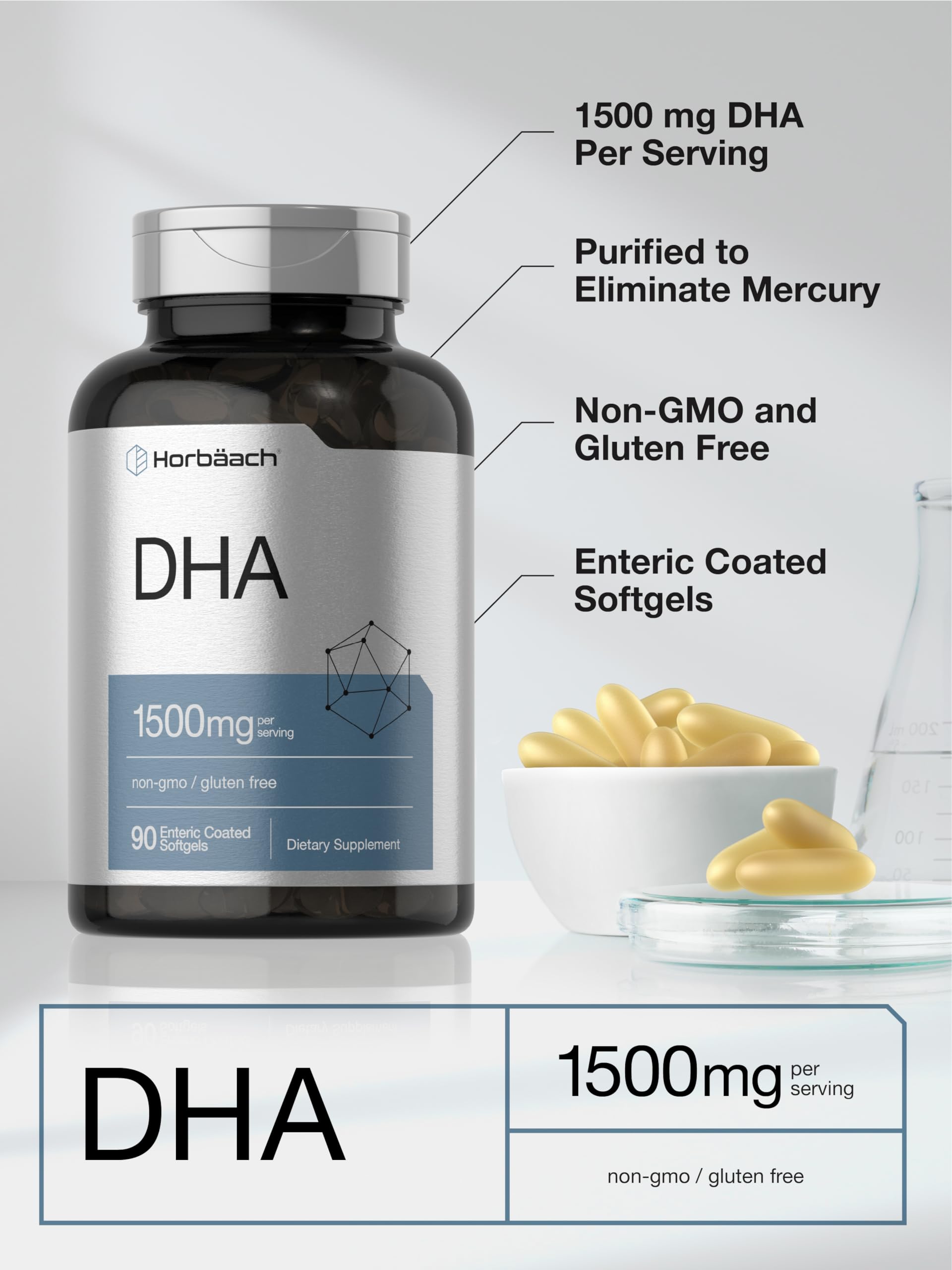 Horbaach premium non GMO gluten free fish oil supplement seal