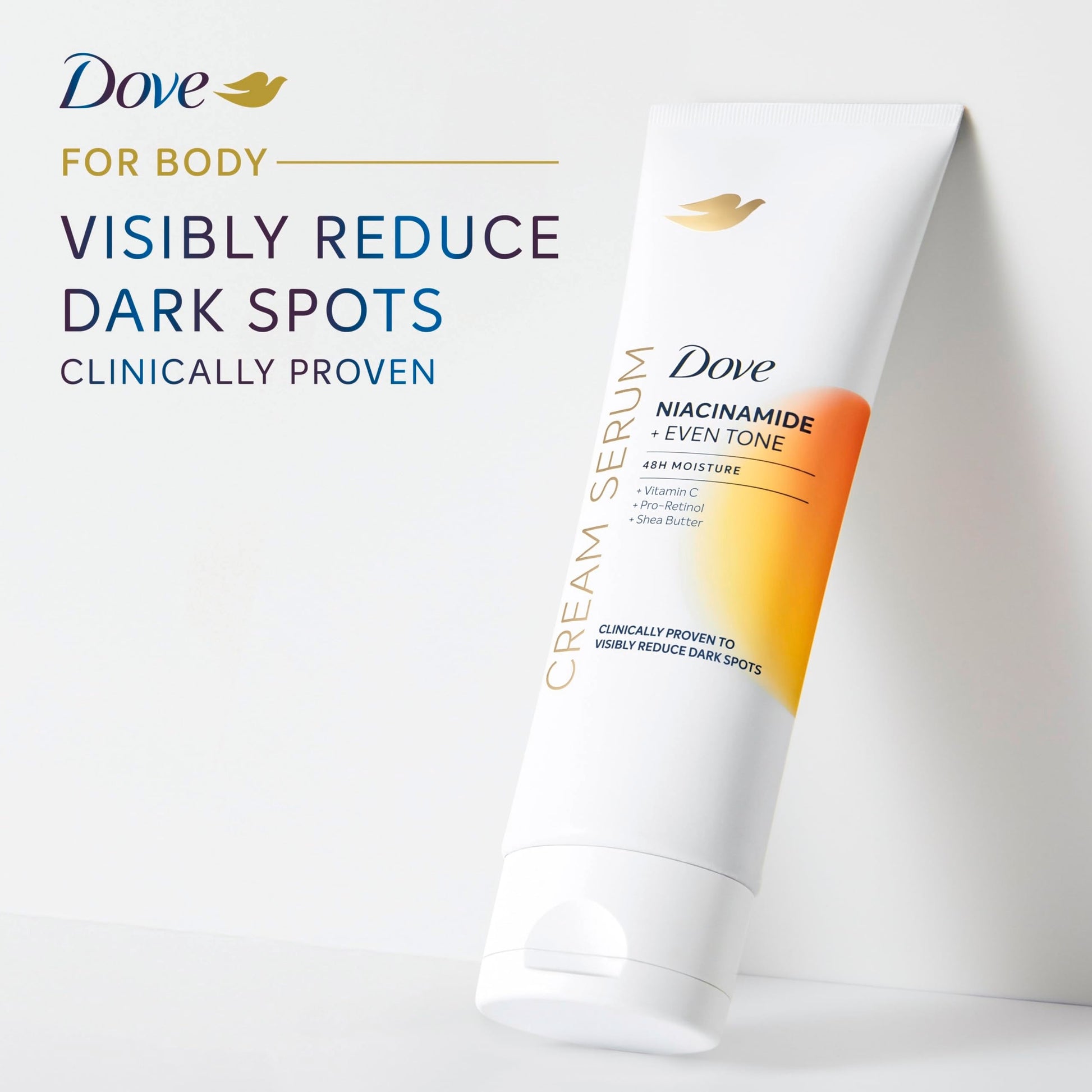 Side view of Dove 8 Ounce tube with Niacinamide and Vitamin C