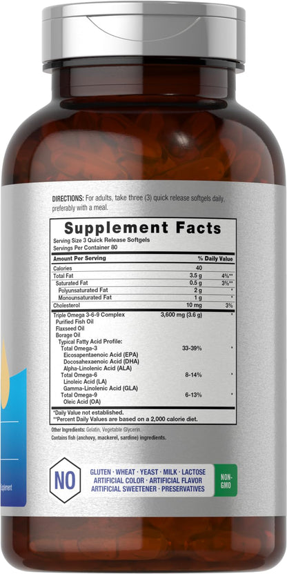 Horbäach Triple Omega 3 6 9 supplement label details