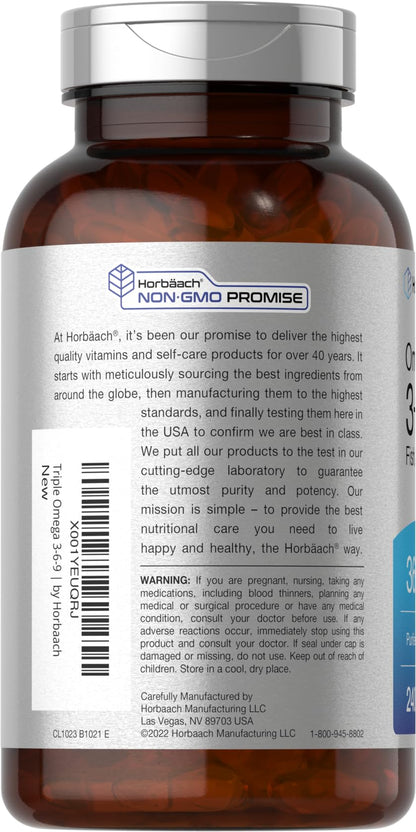 Horbäach Triple Omega 240 softgels bottle side profile