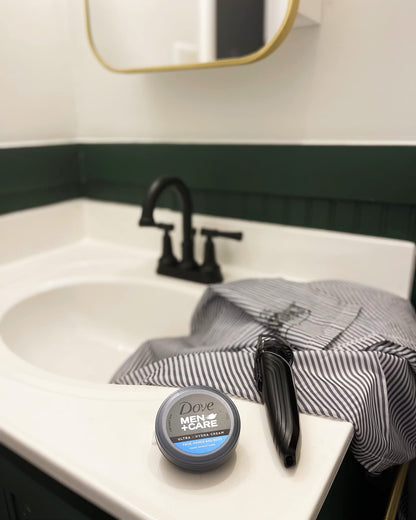 Texture detail of the fast absorbing non greasy Dove Men Care moisturizer cream.