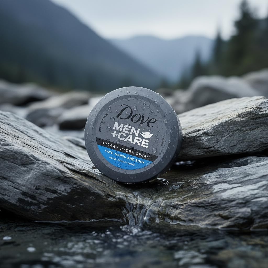 Dove Men Care Ultra Hydra cream 4-pack top view showing security seals.