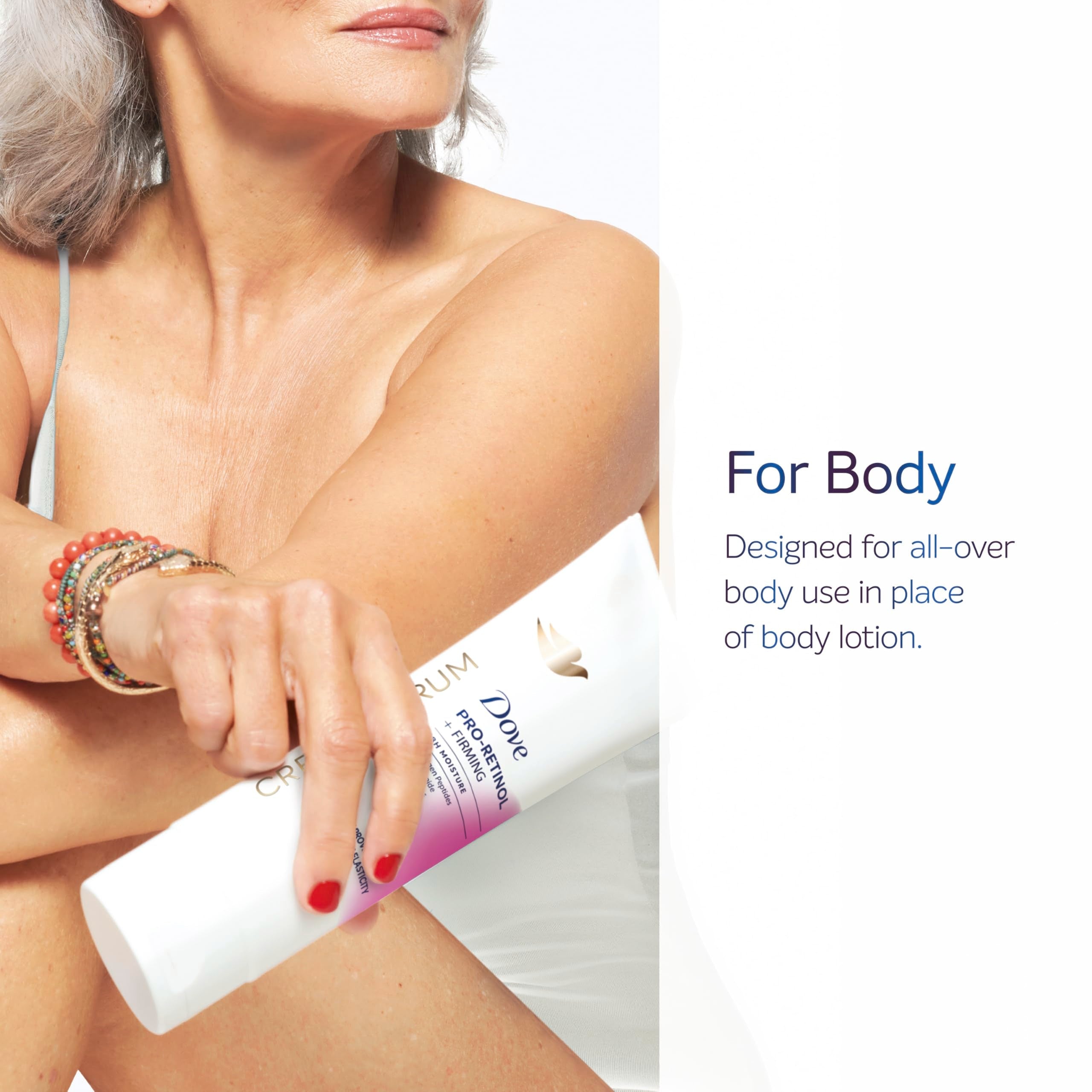 Imported Dove cream serum pro retinol for radiant skin texture close up view