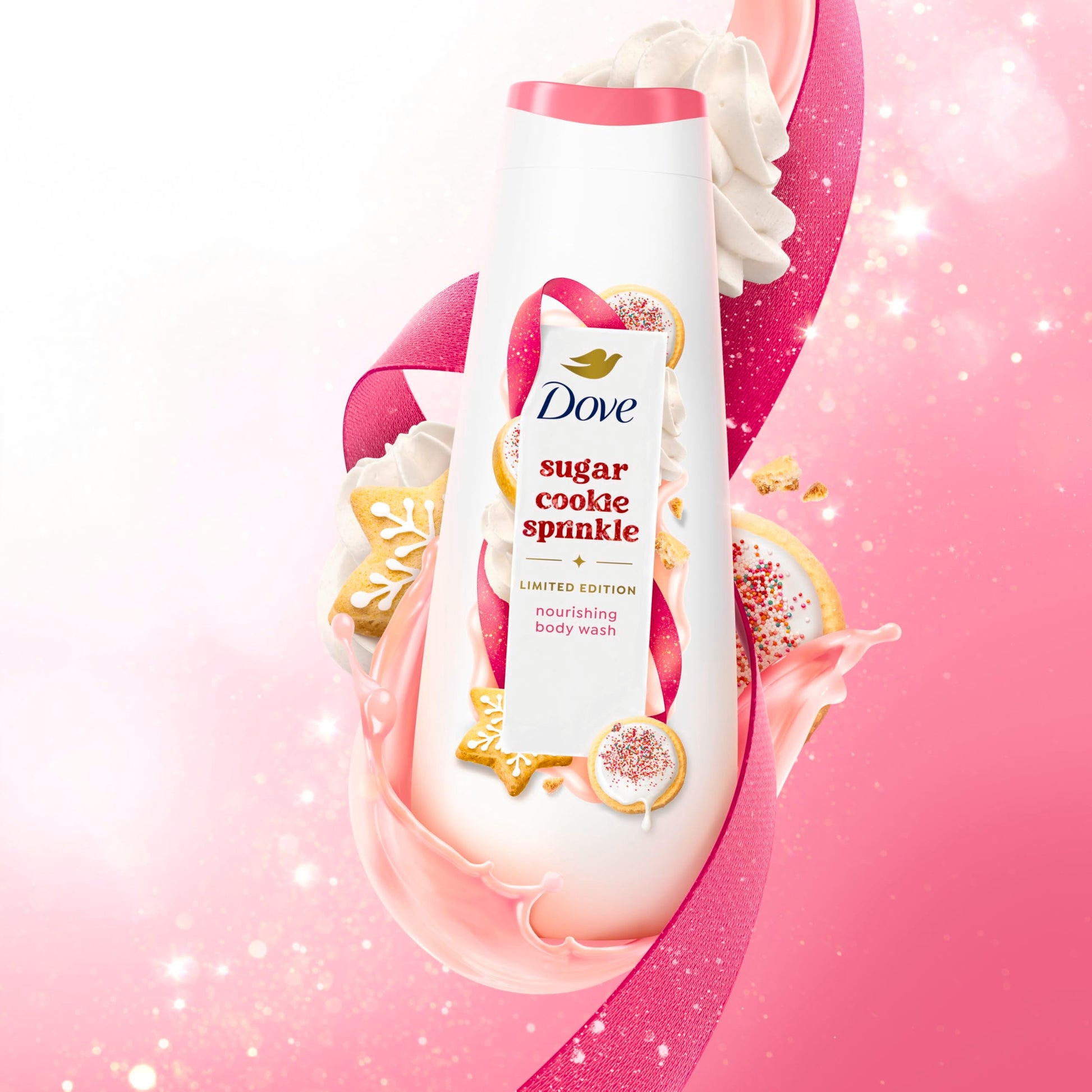 Texture of Dove creamy sugar cookie scented body wash on skin