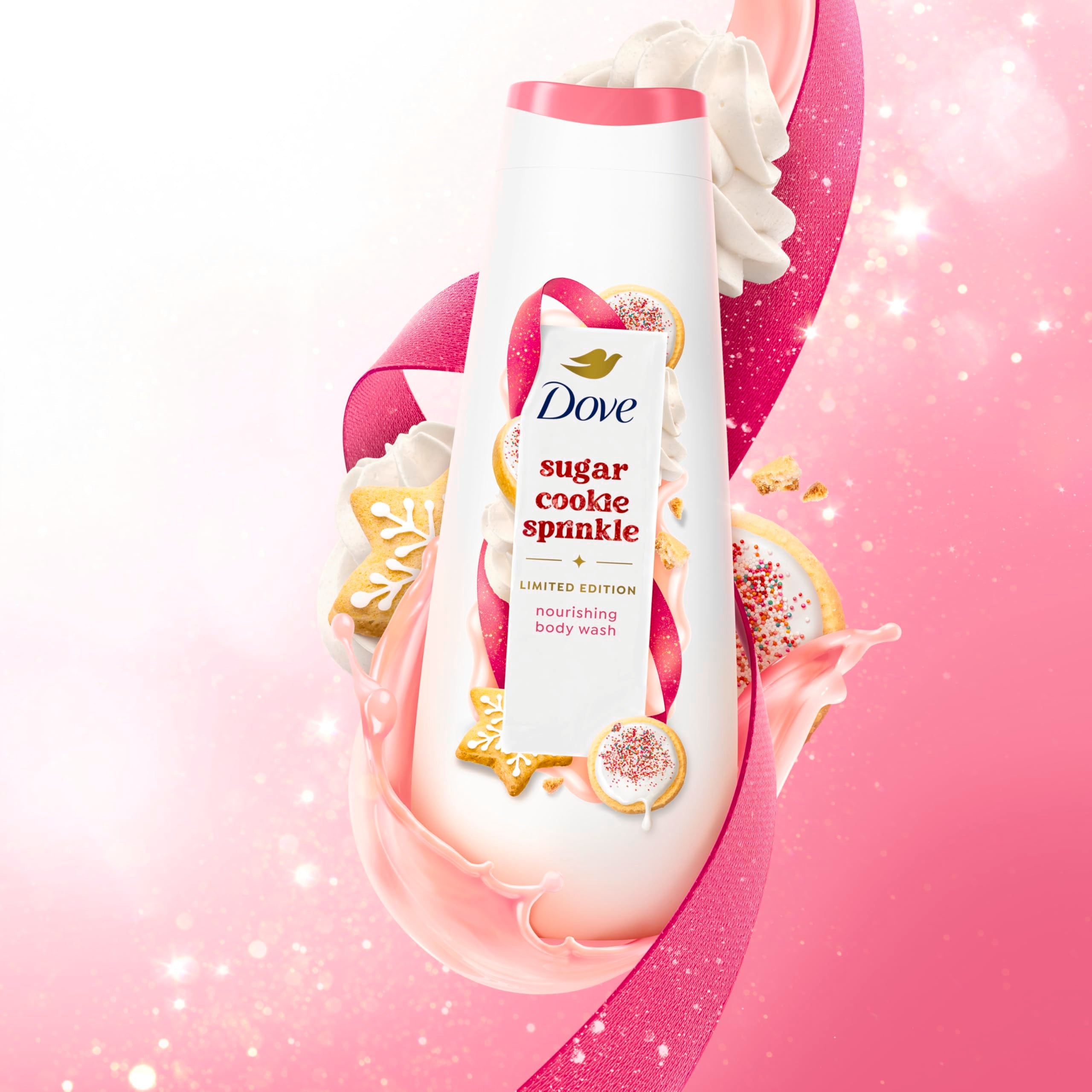 Texture of Dove creamy sugar cookie scented body wash on skin