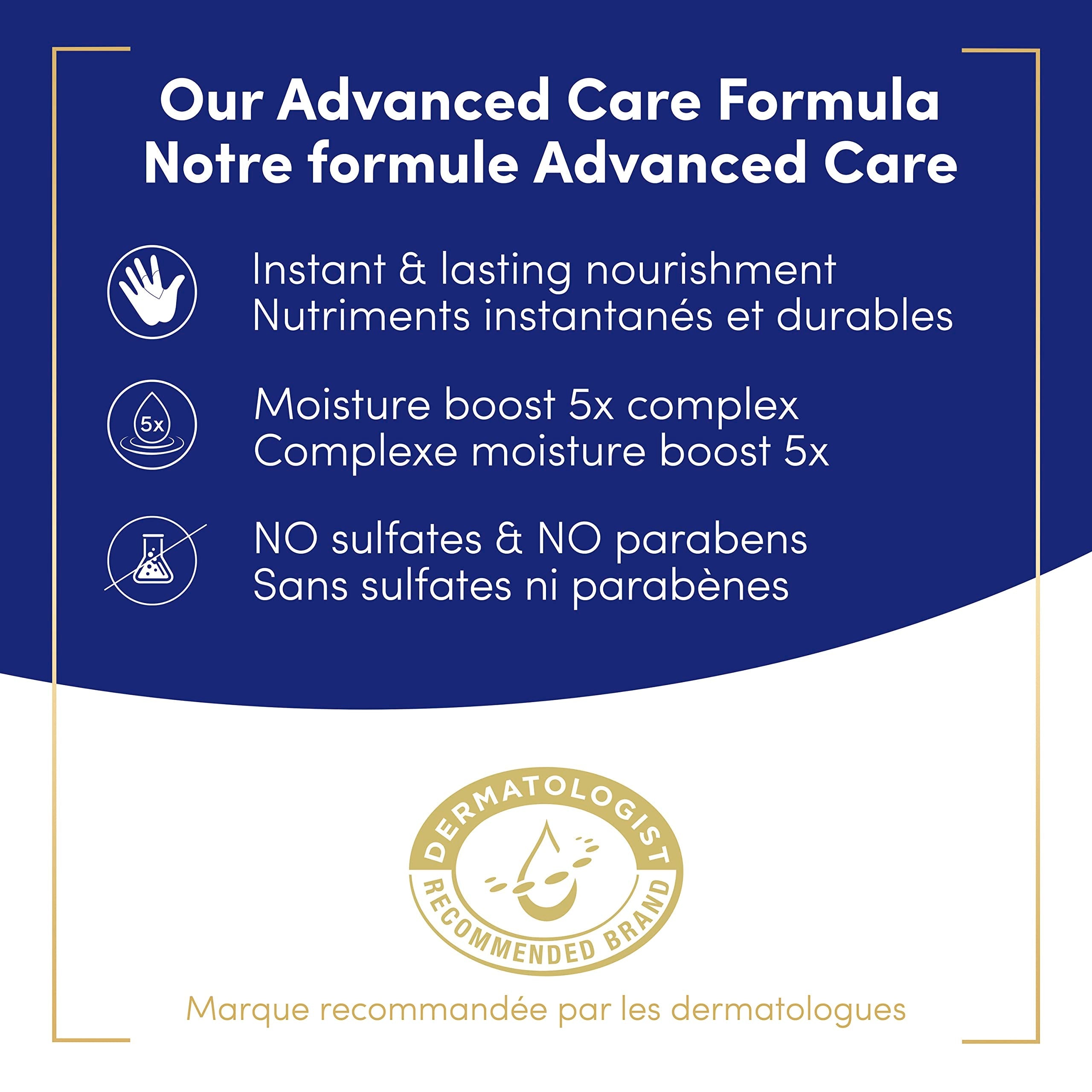 Back label of Dove Advanced Care hand wash showing ingredients