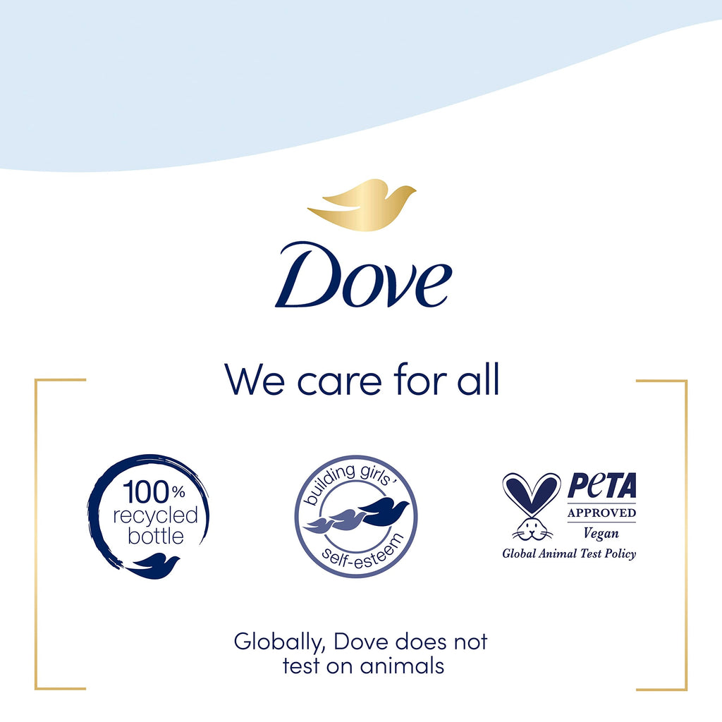 Side angle of Dove hand wash refill bottles highlighting bottle capacity and design