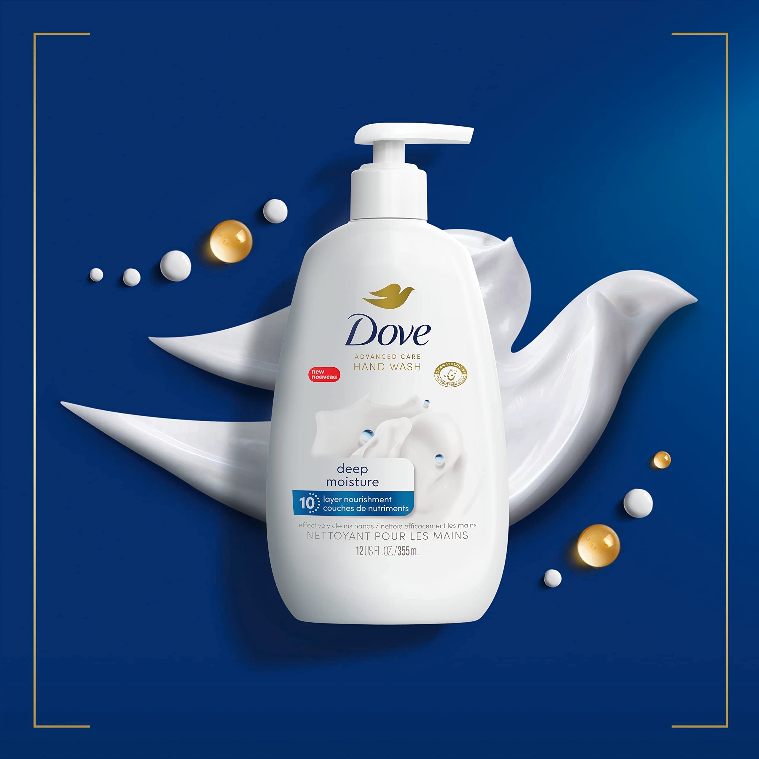 Pump dispenser feature of Dove 12 fluid ounce hand wash