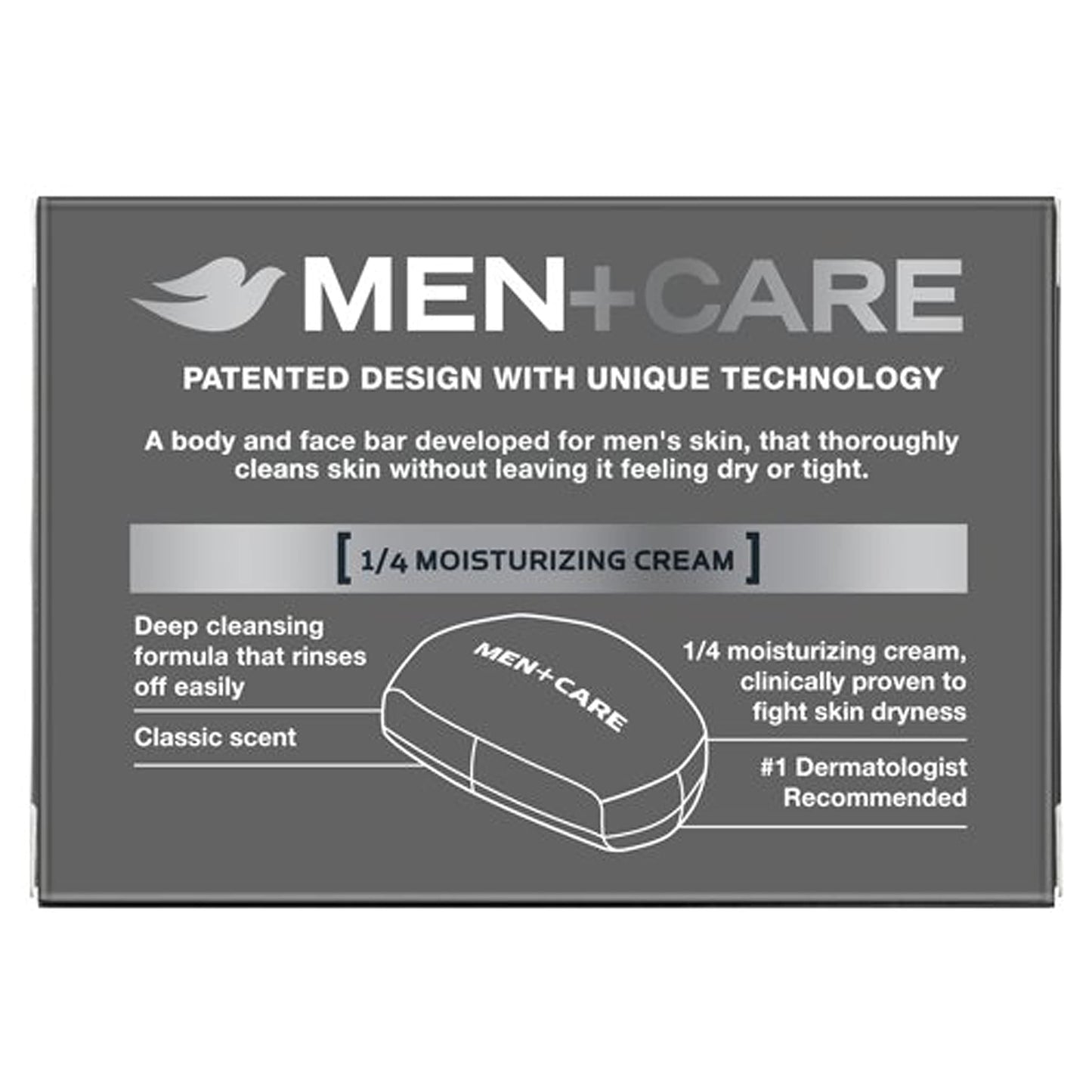 Dove Men Care exfoliating men's soap bar close up showcasing product texture