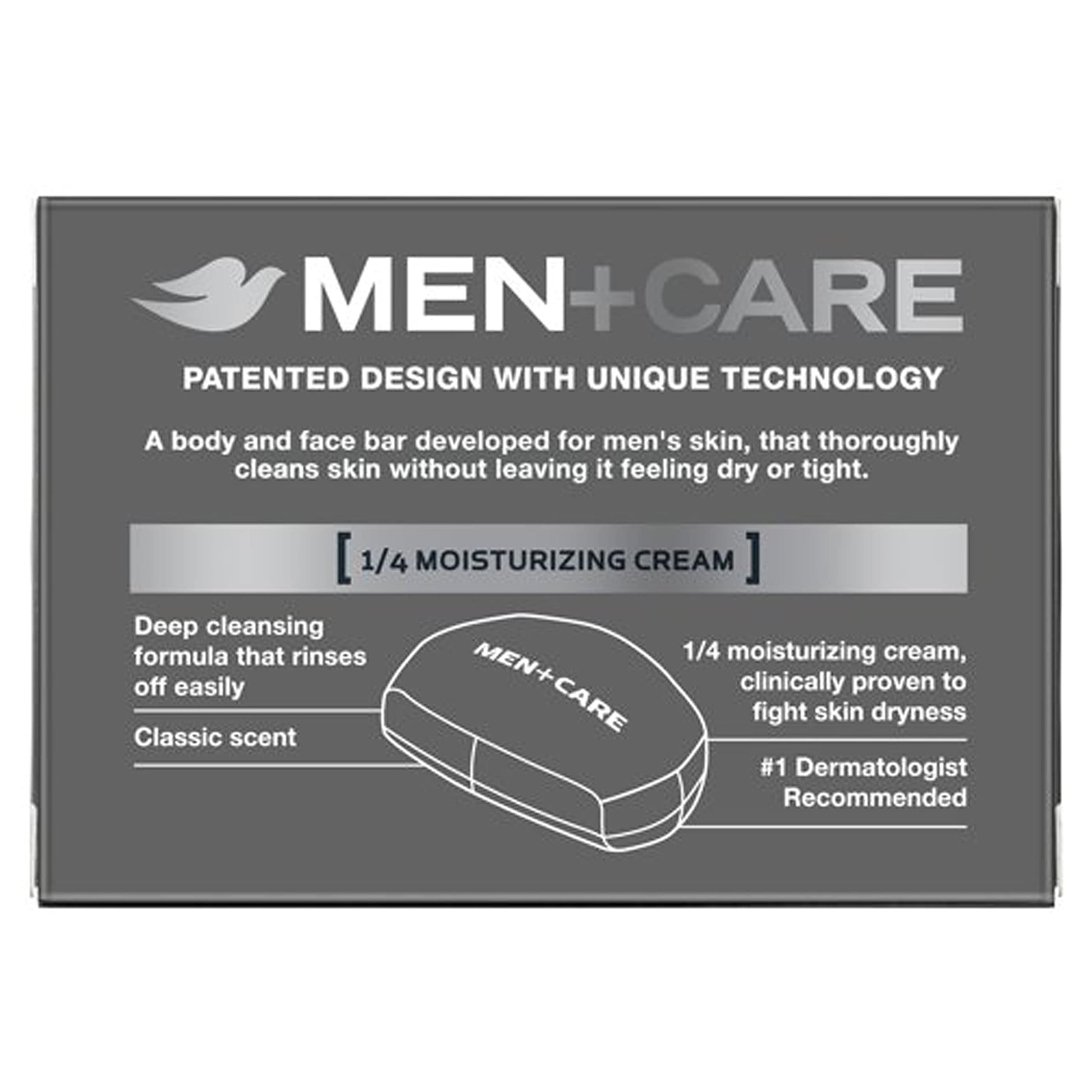 Dove Men Care exfoliating men's soap bar close up showcasing product texture