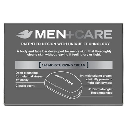 Dove Men Care exfoliating men's soap bar close up showcasing product texture