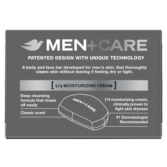 Dove Men Care exfoliating men's soap bar close up showcasing product texture