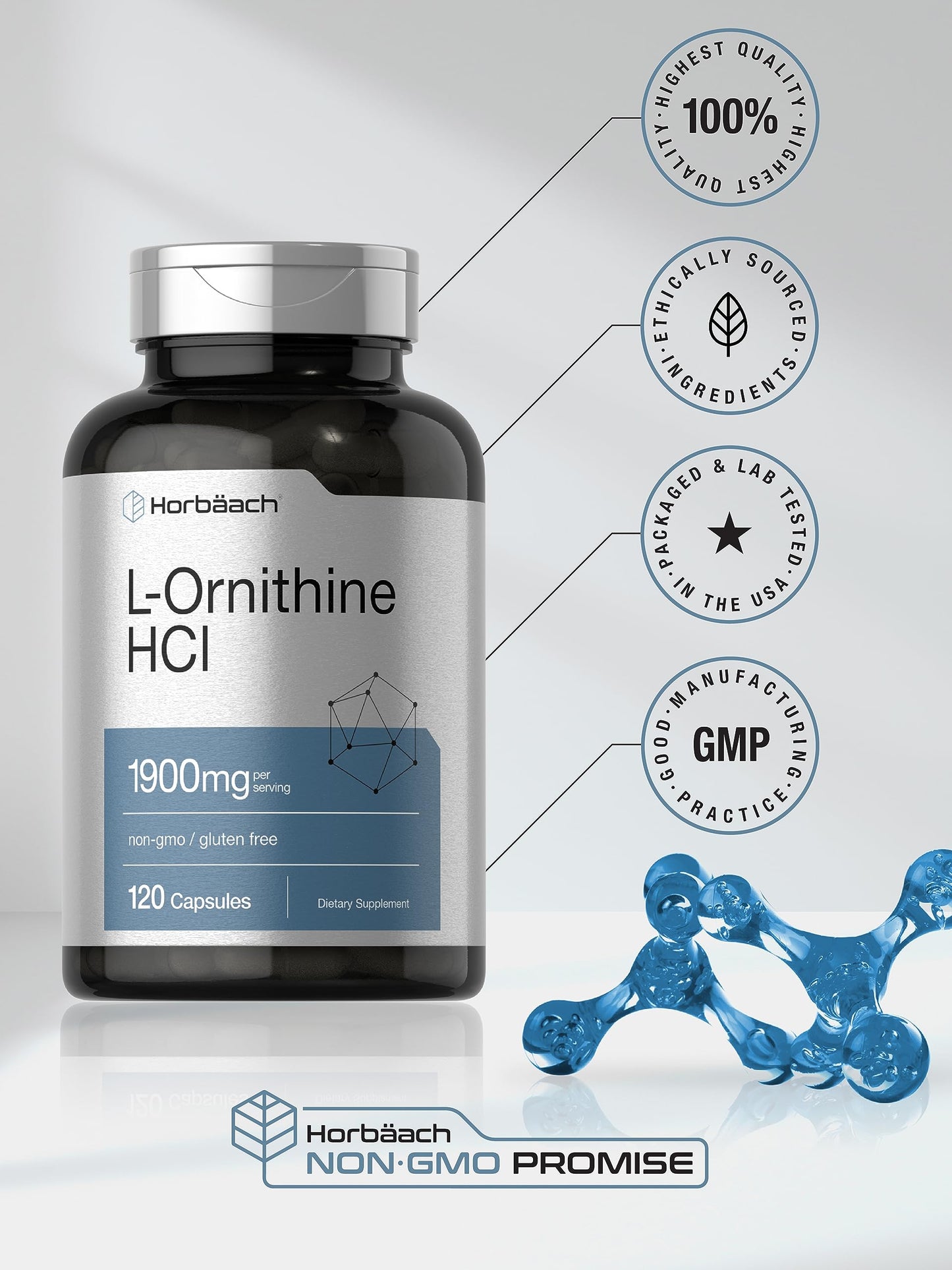 Close up view of the quick release capsules from the Horbäach premium dietary supplement range