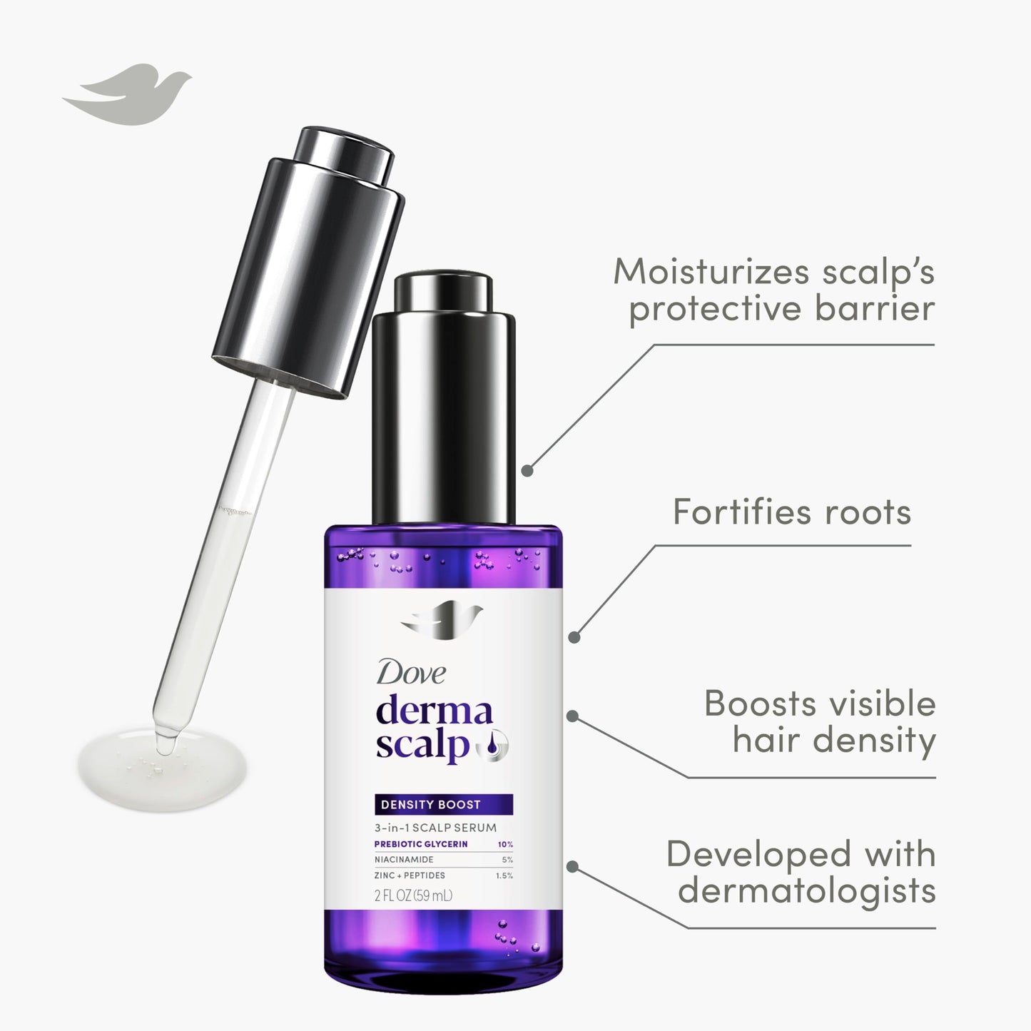 Back of Dove Density Boost bottle showing ingredient list