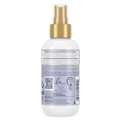 Back view of Dove Hair Therapy 5.5 Fluid Ounces bottle showing ingredients and usage directions