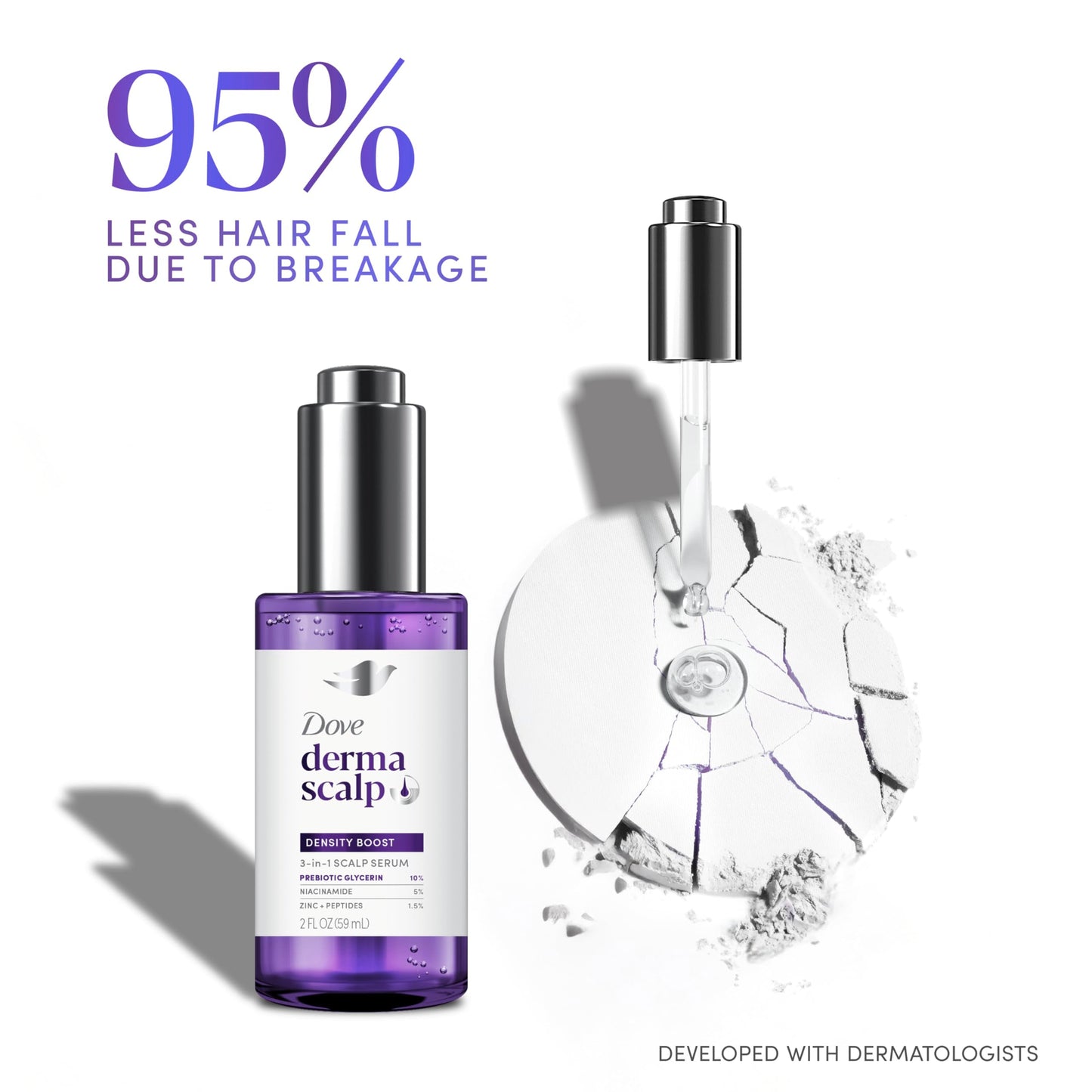 Lifestyle application of Dove Derma Scalp Serum on hair parting