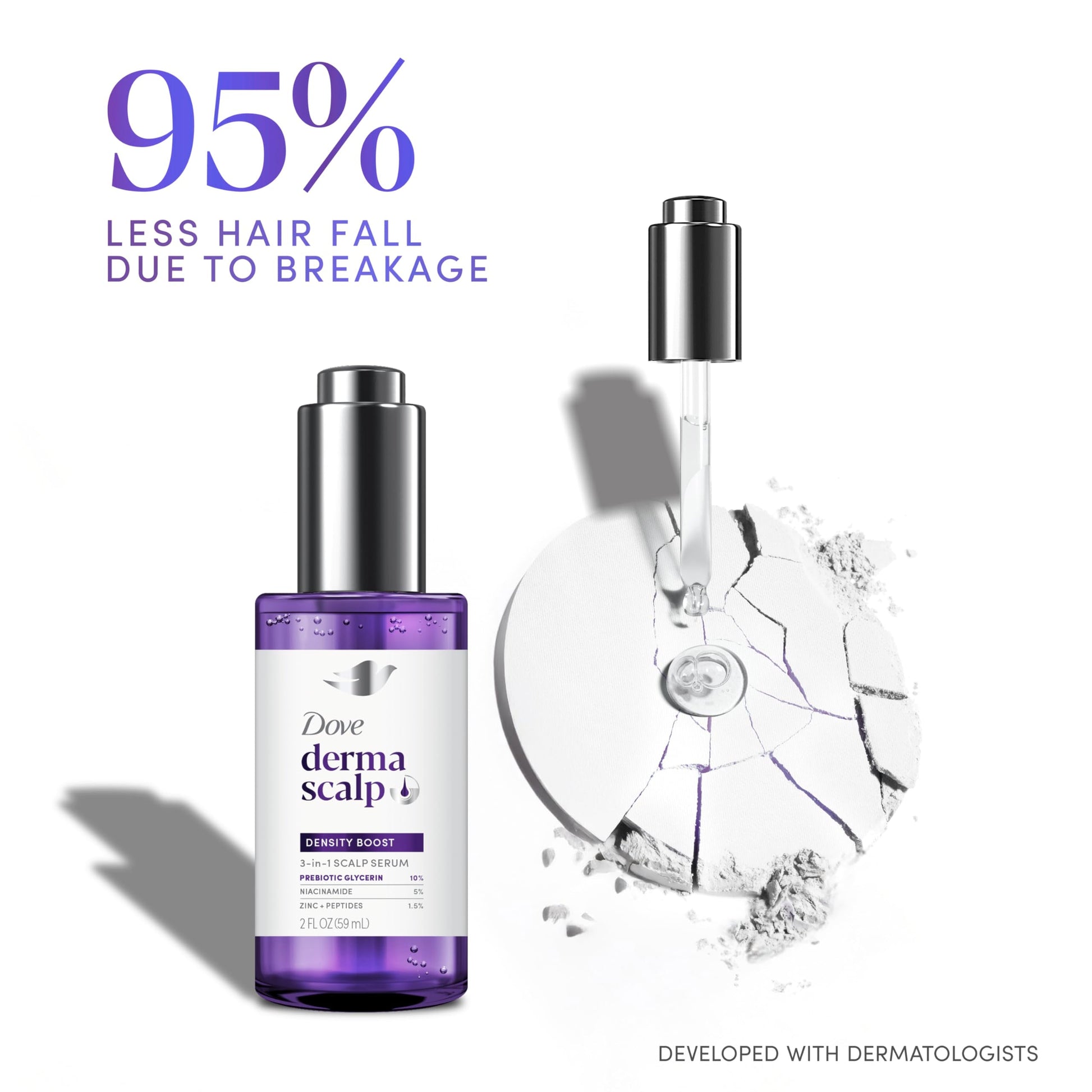 Lifestyle application of Dove Derma Scalp Serum on hair parting