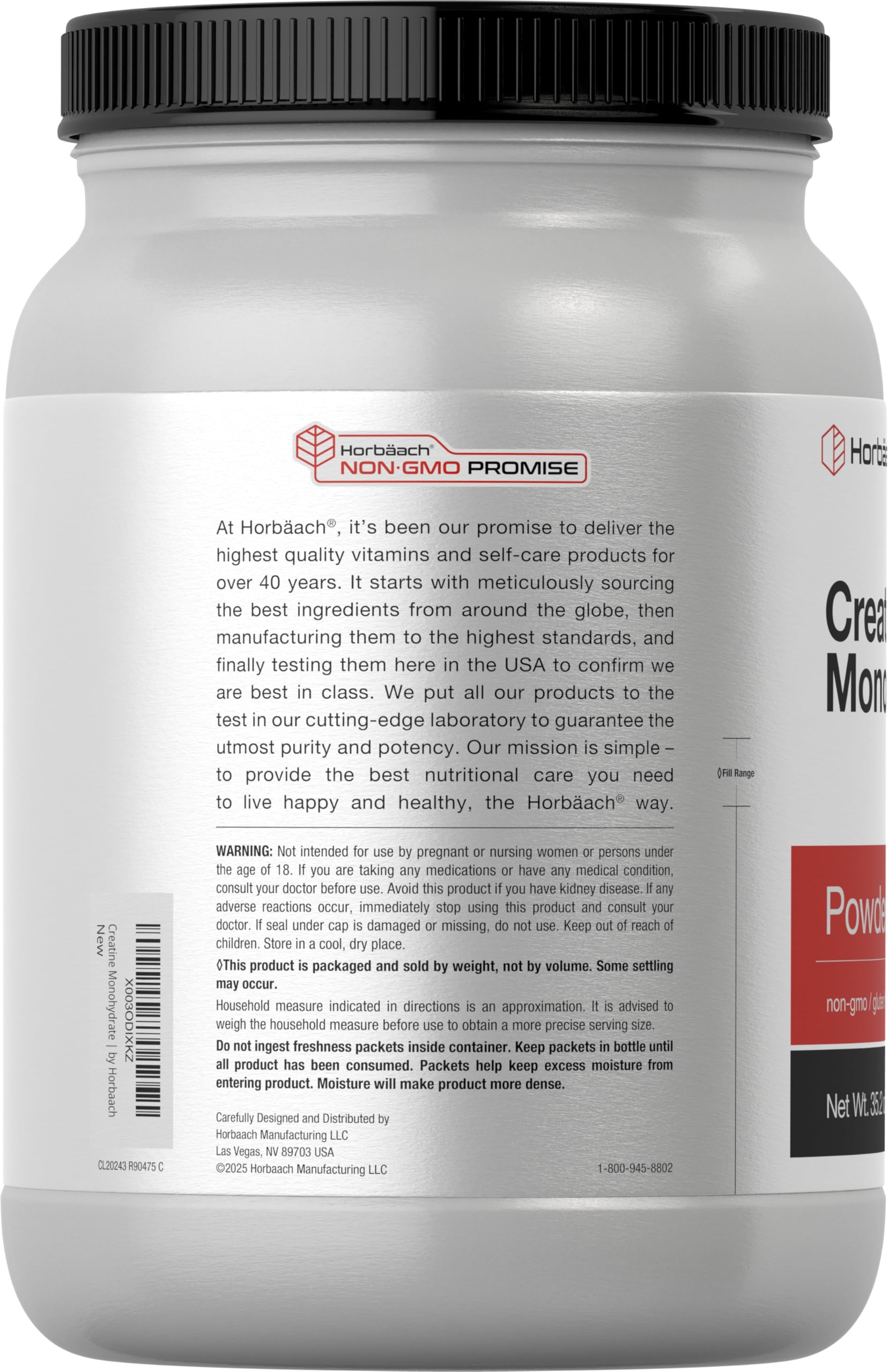 Horbäach Creatine Monohydrate Powder unflavored micronized texture
