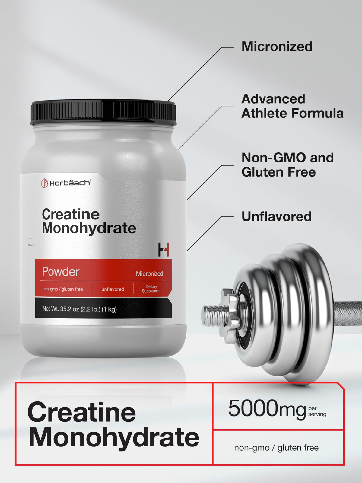 Horbäach micronized creatine powder texture close up