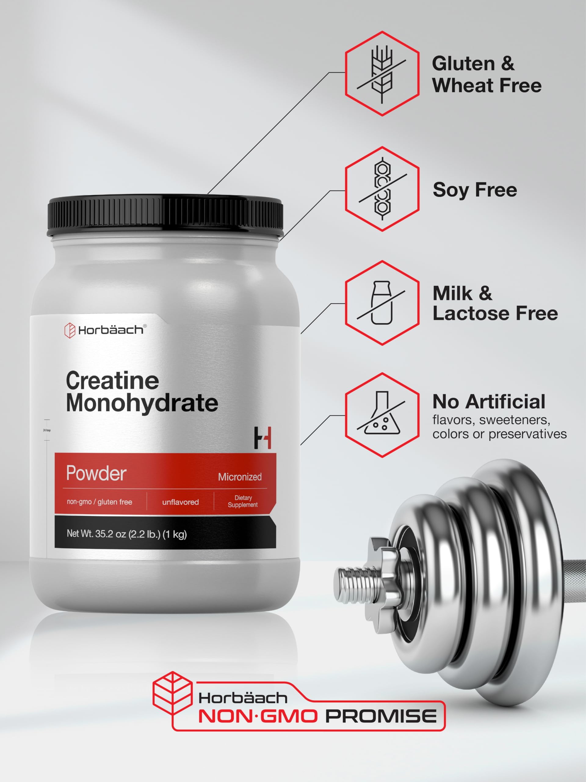 Horbäach Creatine Monohydrate Powder vegetarian non-GMO certification