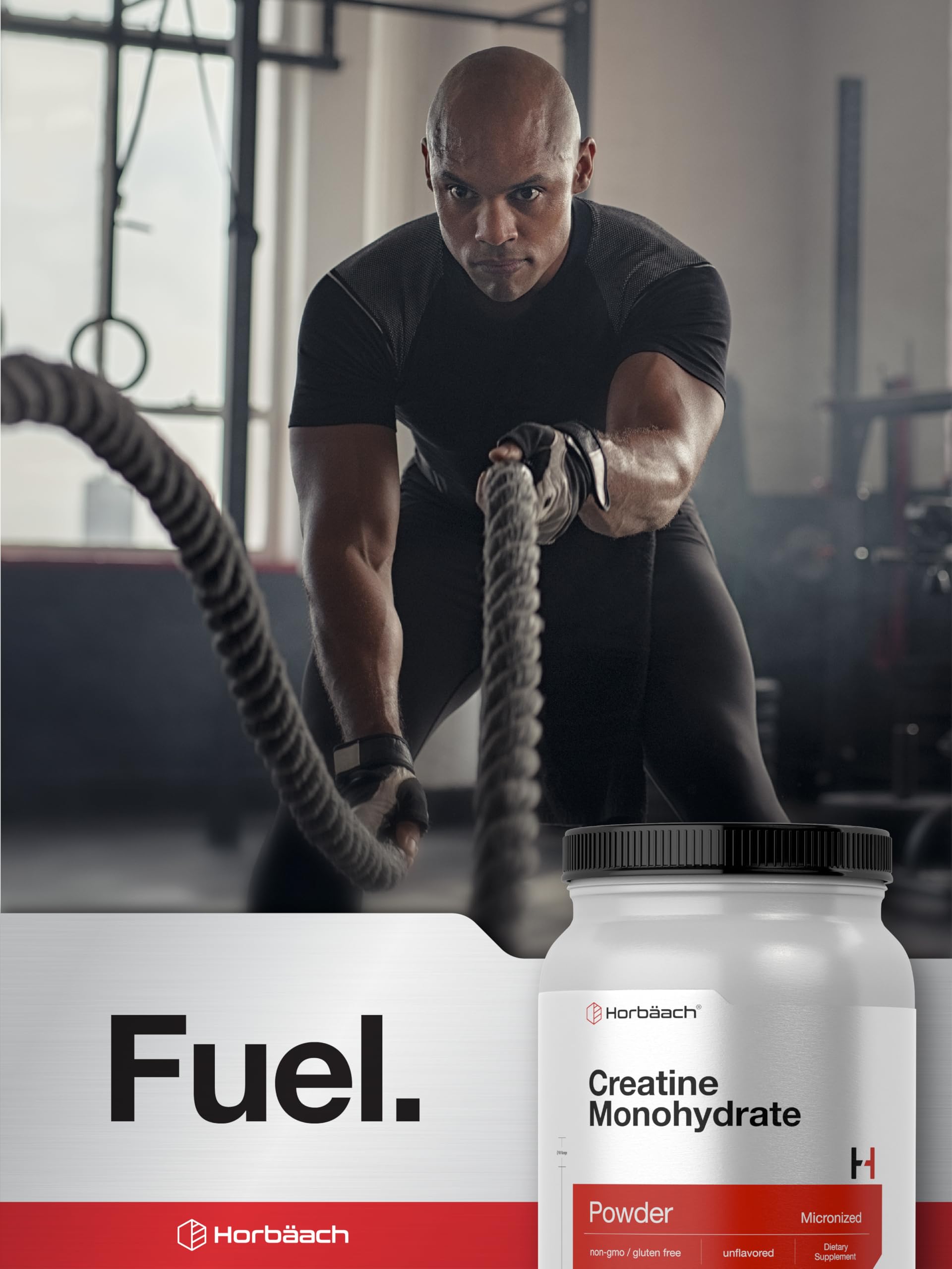 Horbäach Creatine Monohydrate Powder bottom and manufacturing details
