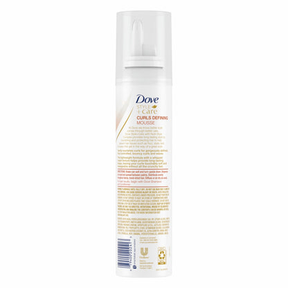 Dove lightweight whipped cream curl mousse bottle close up