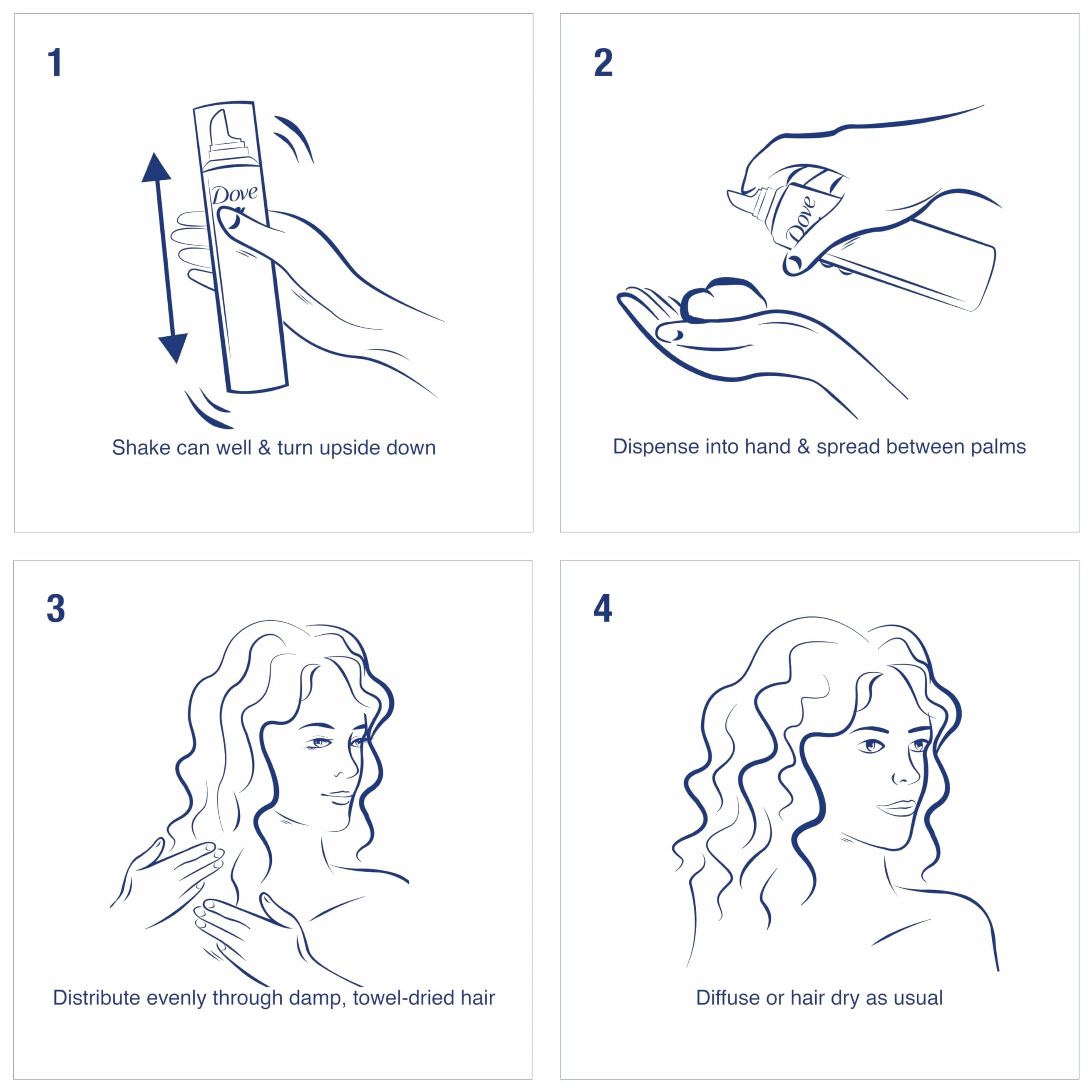 Authentic Dove USA imported frizz control mousse for wavy hair
