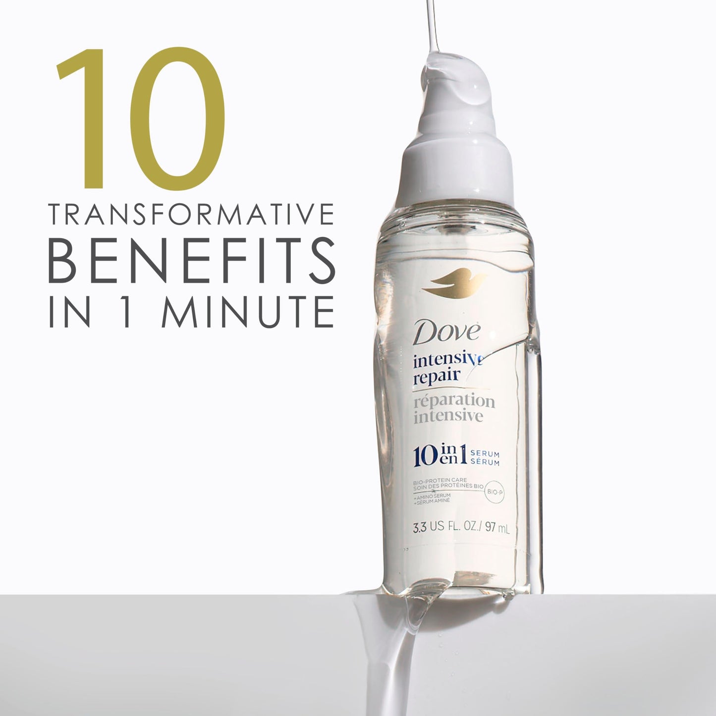 Back label view of Dove Intensive Repair Amino Serum showing directions for use