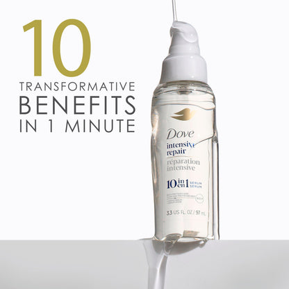 Back label view of Dove Intensive Repair Amino Serum showing directions for use